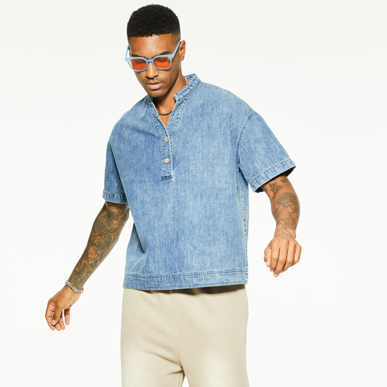 Double pocket American loose denim shirtS