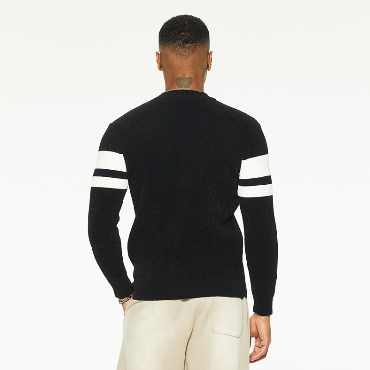 Casual striped pullover colorblock crew neck sweater