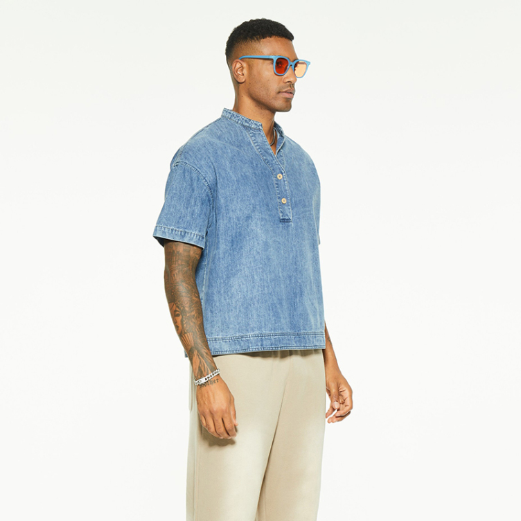 Double pocket American loose denim shirtS