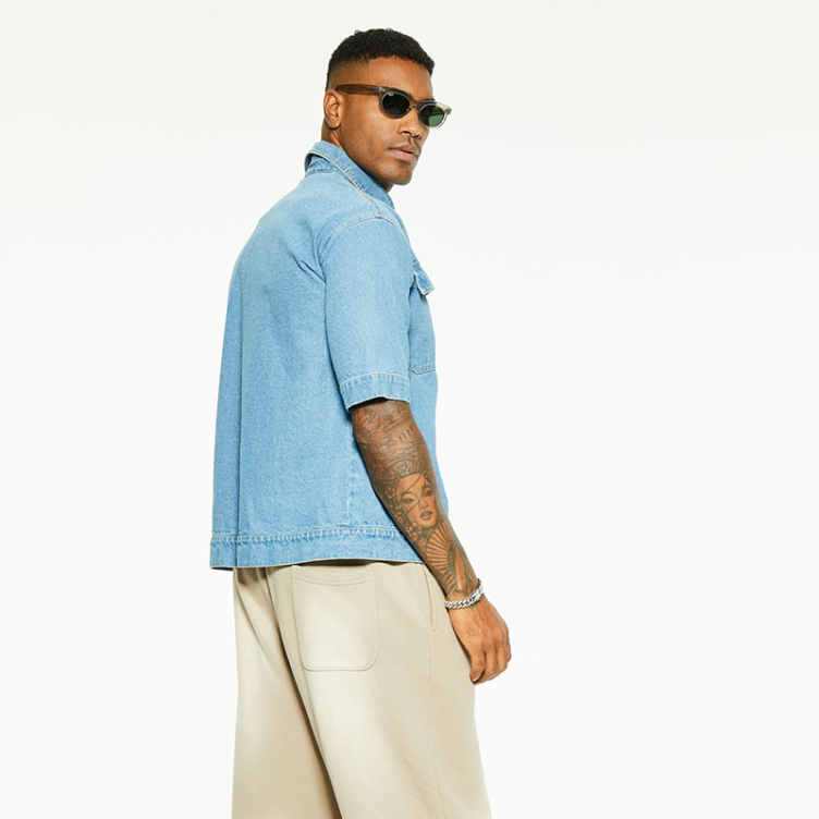 Double pocket American loose denim shirtS