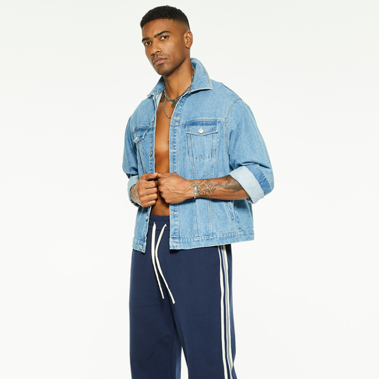 Long sleeve both side pockets cargo Demin shirts