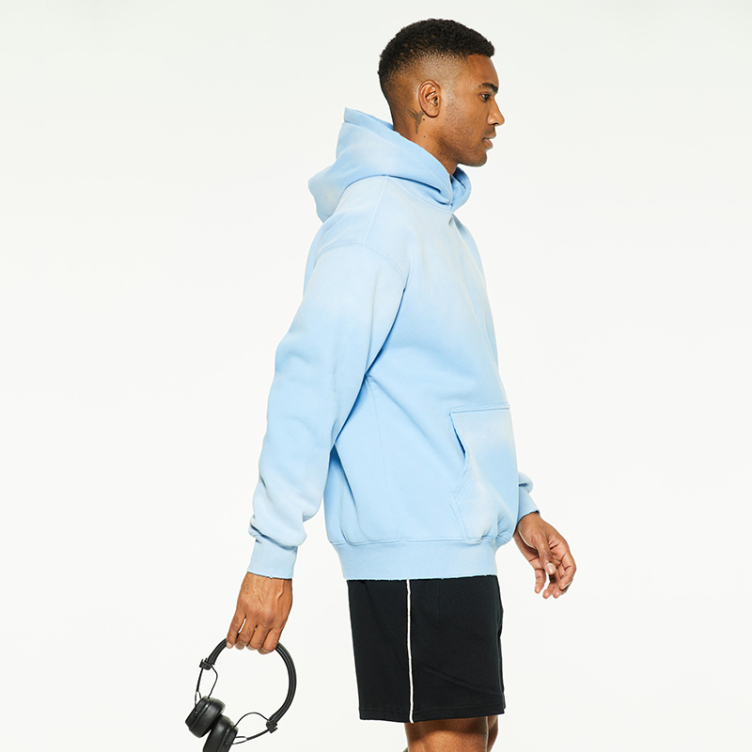 Pure color French terry washed simple hoodies
