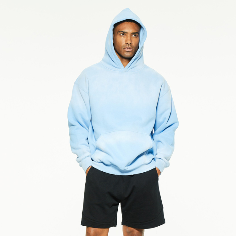 Pure color French terry washed simple hoodies