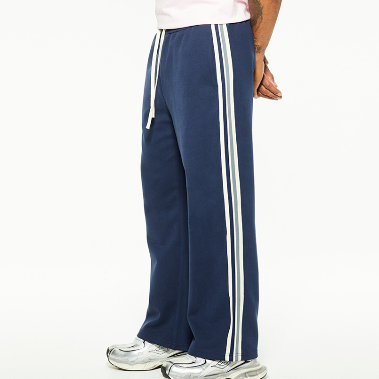 Street padded side stripe webbing straight pants