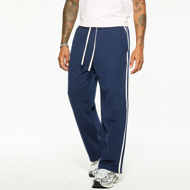Street padded side stripe webbing straight pants