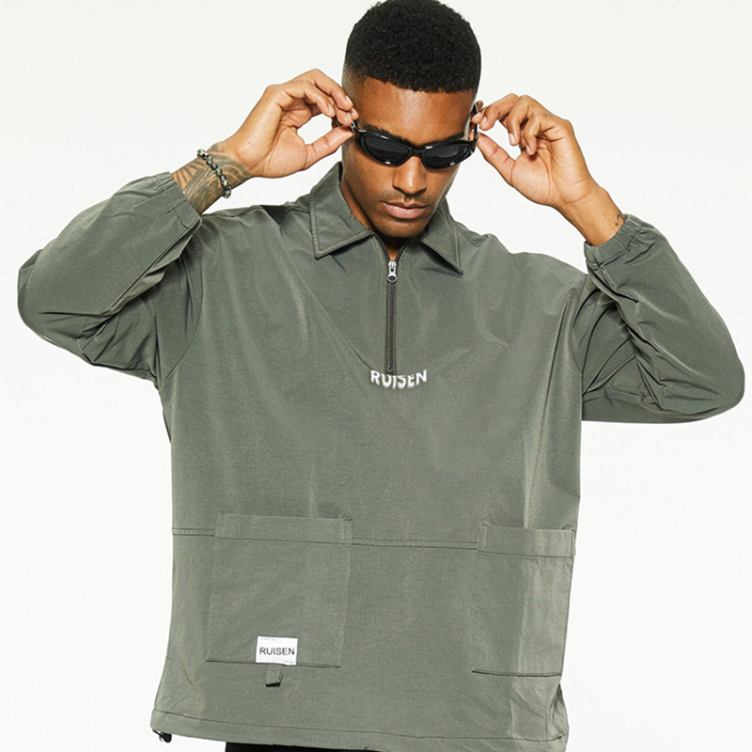 Lettered rubber printed casual cargo shirts
