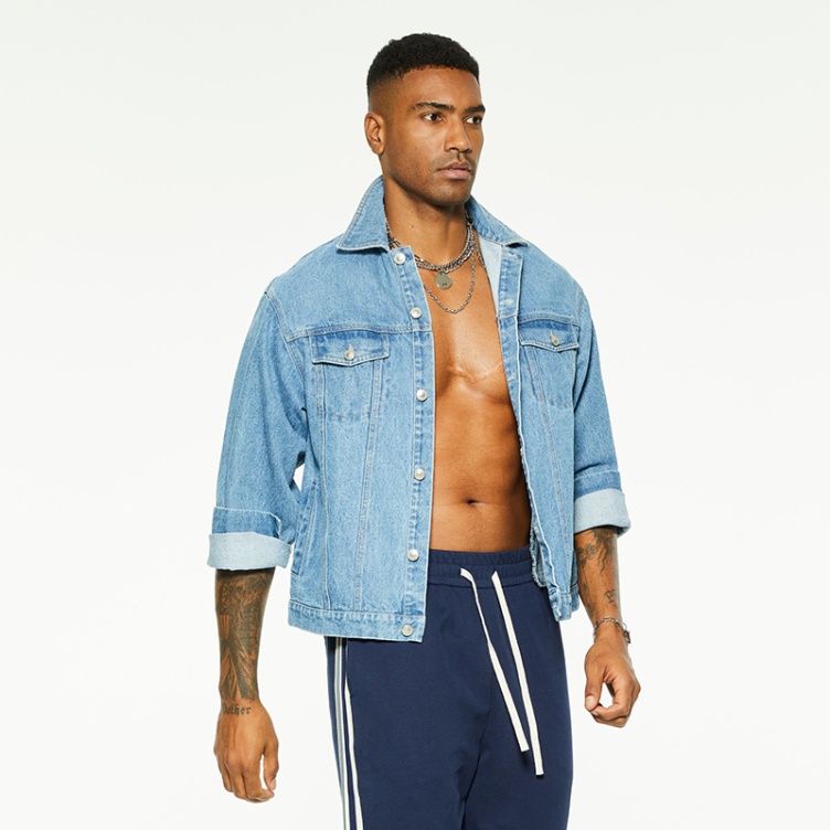 Long sleeve both side pockets cargo Demin shirts
