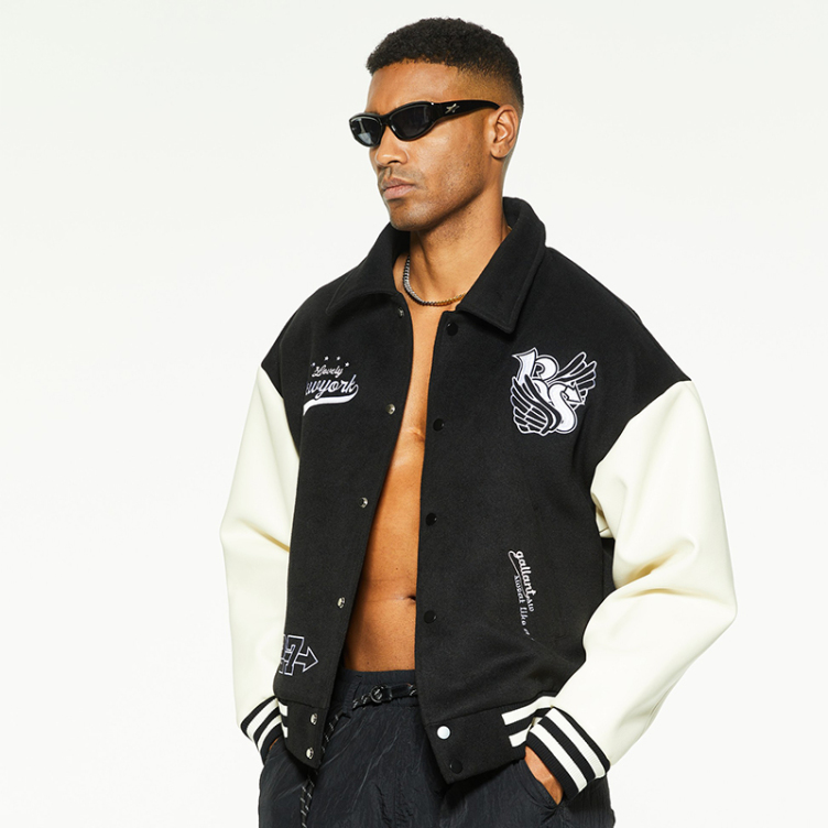 American vintage 3D embroidery loose jackets