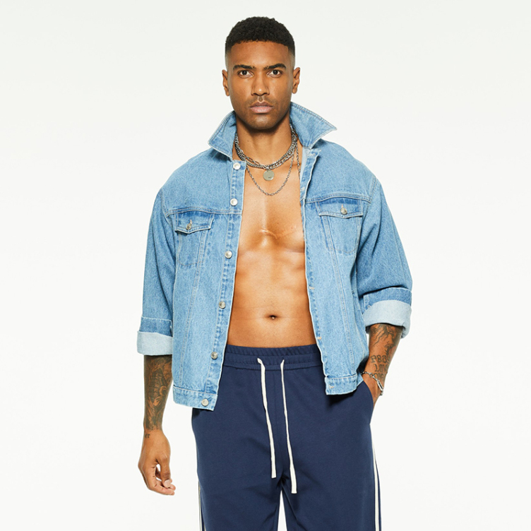 Long sleeve both side pockets cargo Demin shirts