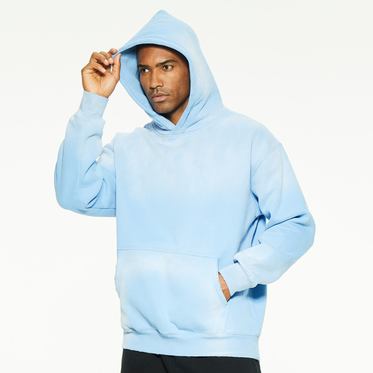 Pure color French terry washed simple hoodies