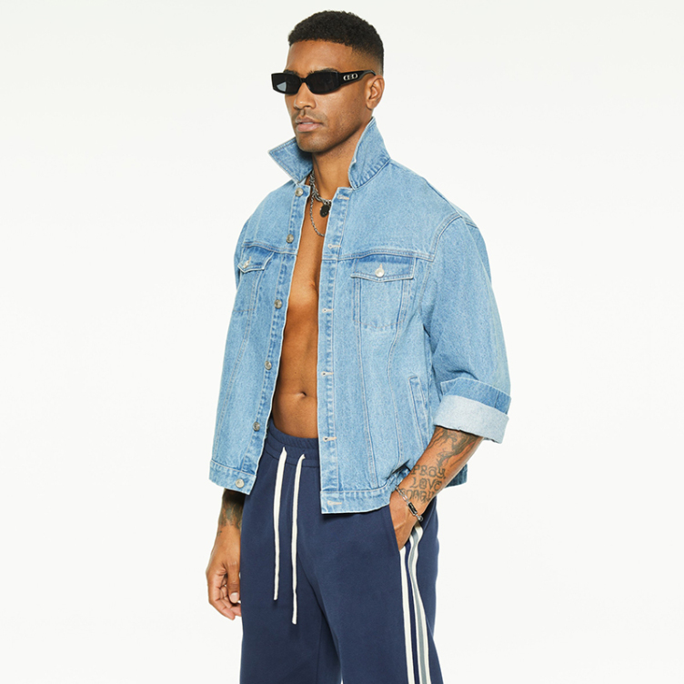 Long sleeve both side pockets cargo Demin shirts