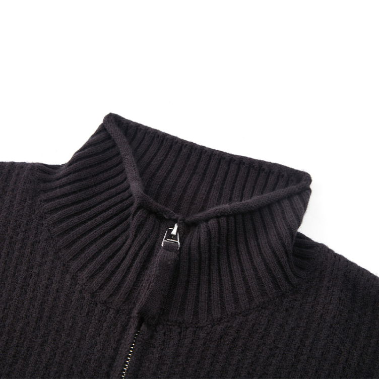 Casual zipper knit lazy style stand-up collar jackets