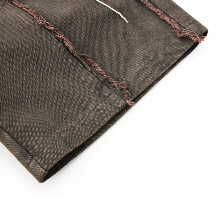 Trendy solid color raw edge retro casual loose shorts