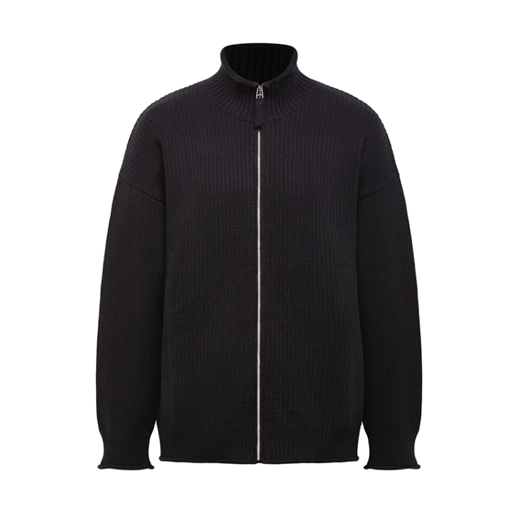 Casual zipper knit lazy style stand-up collar jackets