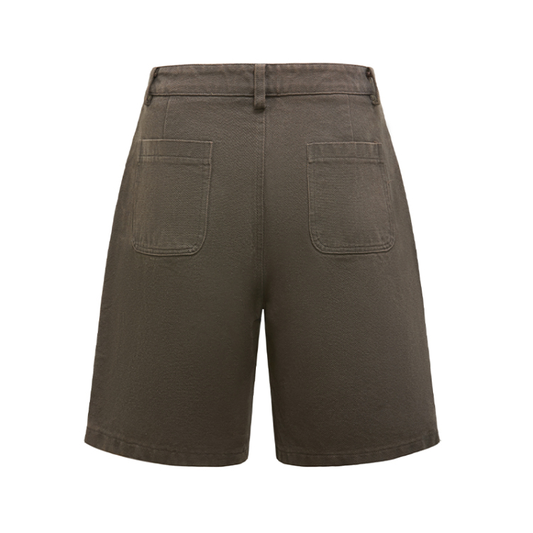 Trendy solid color raw edge retro casual loose shorts