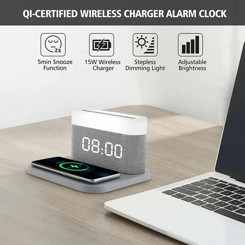 WOWTECHPROMOS: 3-in-1 MagSafe Wireless Charger with Night Light & Alarm