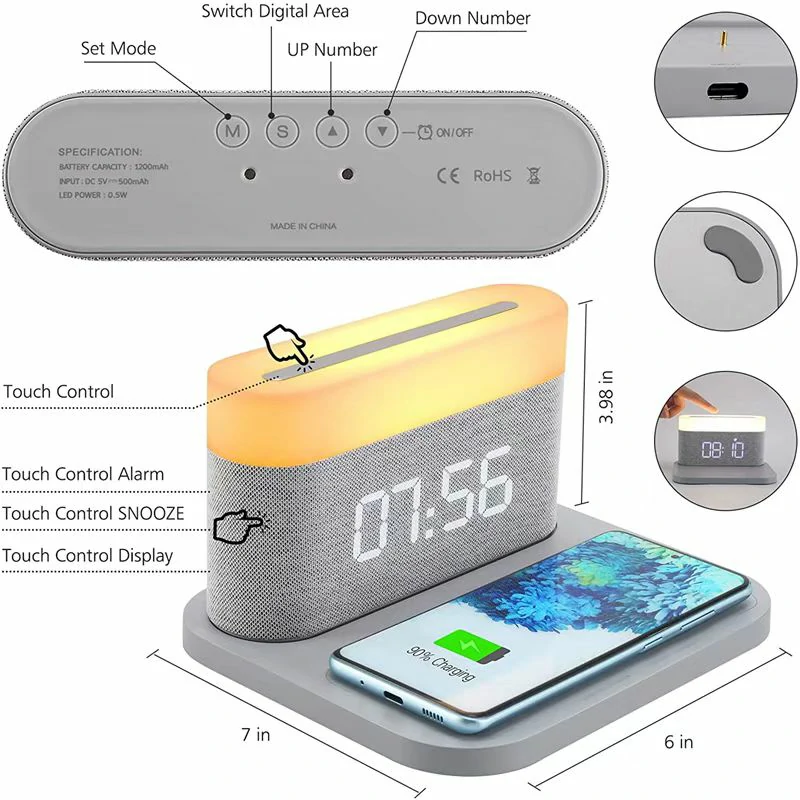 WOWTECHPROMOS: 3-in-1 MagSafe Wireless Charger with Night Light & Alarm