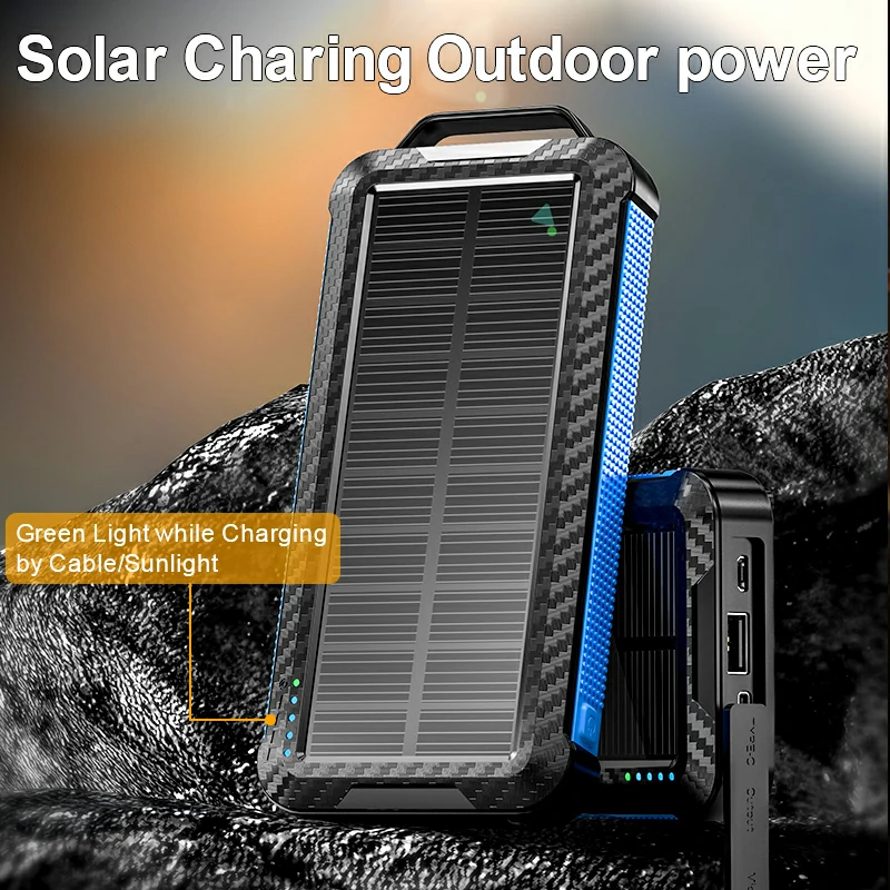 WOWTECHPROMOS: 10000mAh Solar Charger Power Bank with Built-in Cables