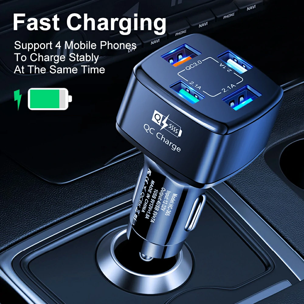WOWTECHPROMOS: Premium USB Car Charger with 4 Smart Ports