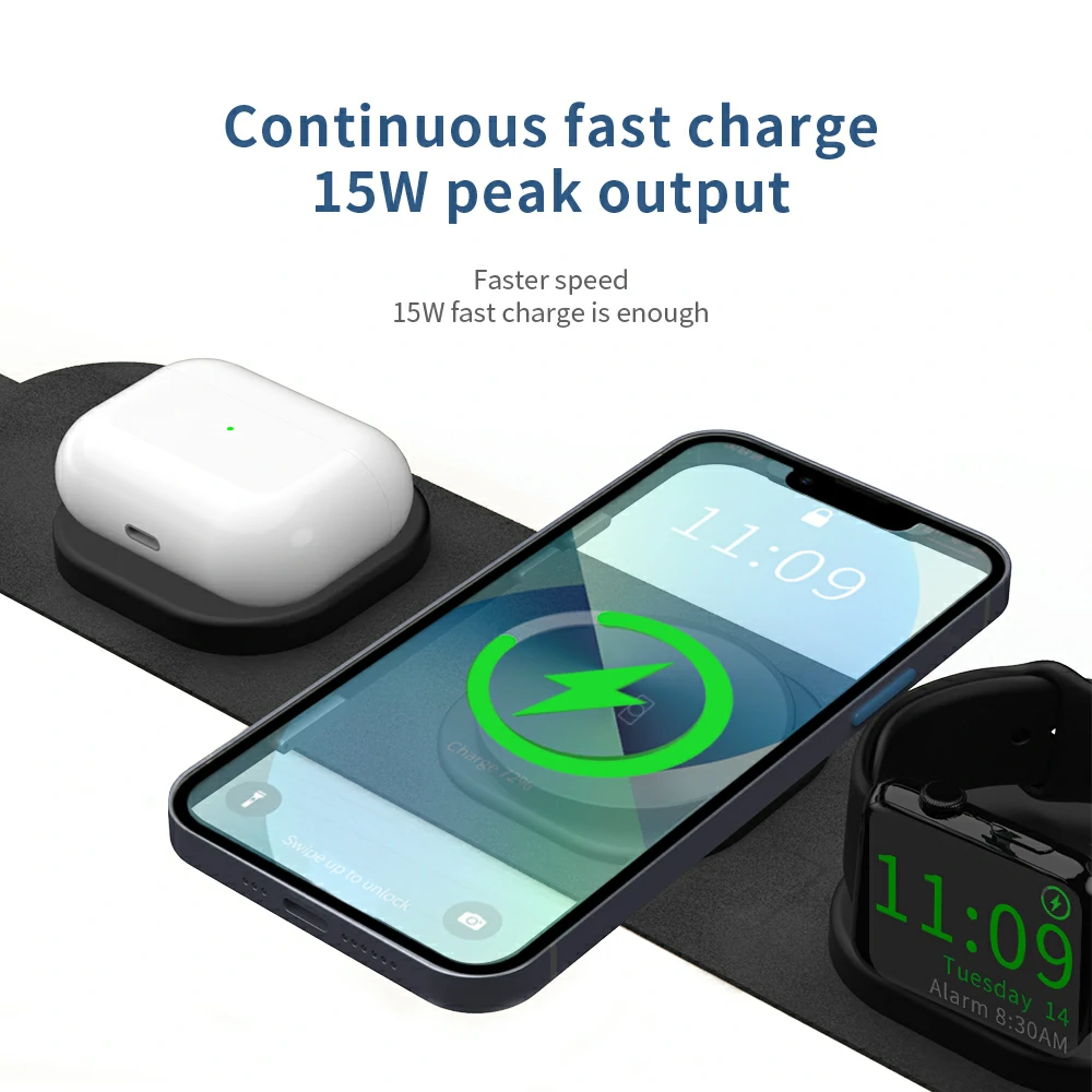 WOWTECHPROMOS: Foldable 3-in-1 Wireless Charger: Magnetic, Compact & Secure