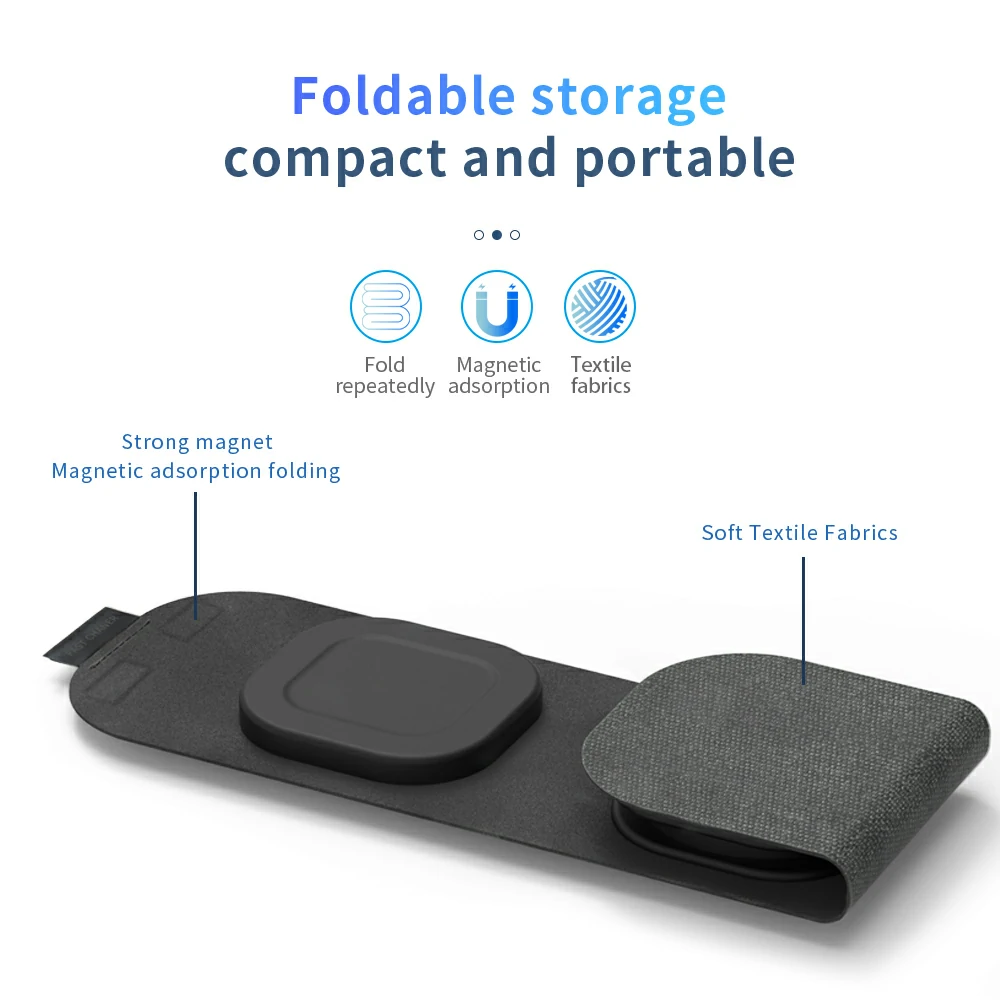 WOWTECHPROMOS: Foldable 3-in-1 Wireless Charger: Magnetic, Compact & Secure