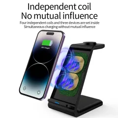 Efficient Portable 3-in-1 Wireless Charger for Apple Devices