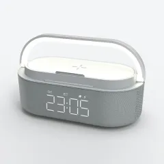 Multifunctional 5-in-1 Bluetooth Speaker with Digital Alarm Clock & 15W Wireless Charger