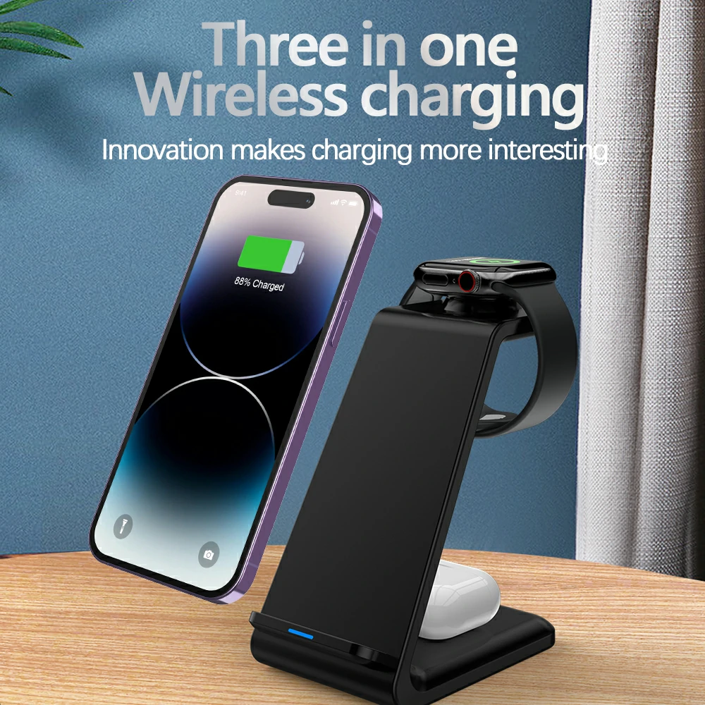WOWTECHPROMOS: Efficient Portable 3-in-1 Wireless Charger for Apple Devices