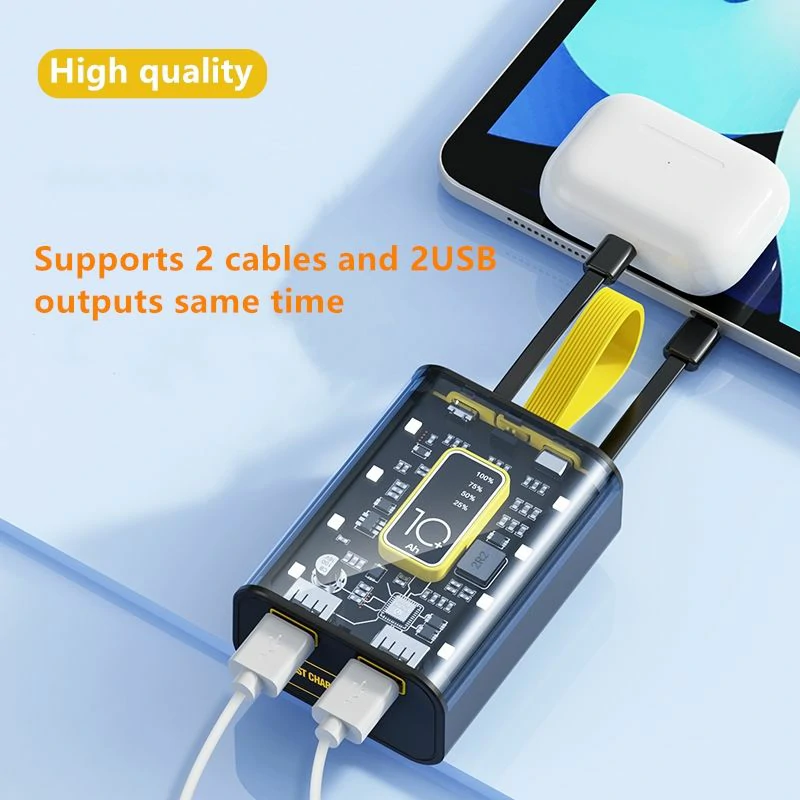 WOWTECHPROMOS: 10000mAh Power Bank with Built-In Cables