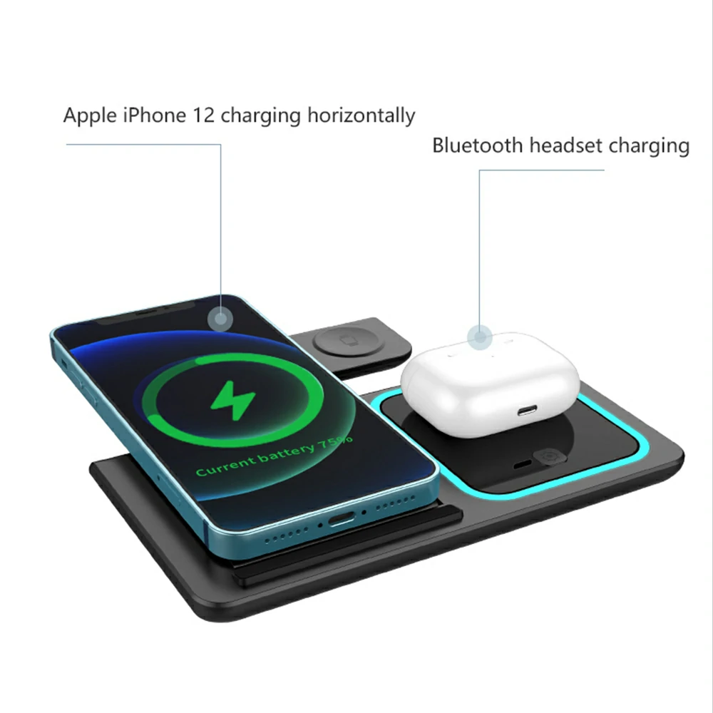 WOWTECHPROMOS: 3-in-1 Foldable Wireless Charger for Multi-Device Charging
