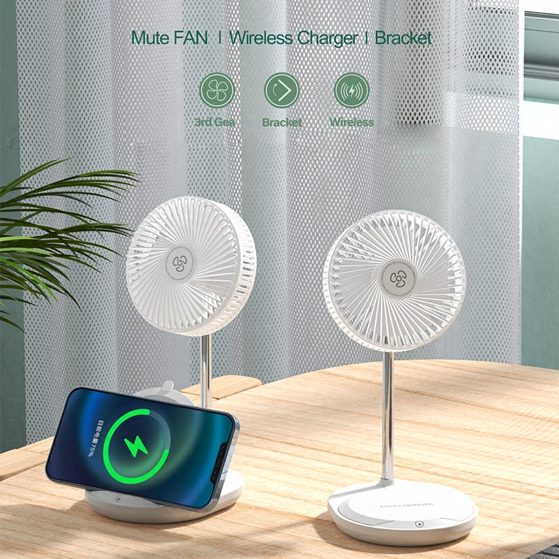 WOWTECHPROMOS Small Fan with Wireless Charging: Cool & Charge On the Go