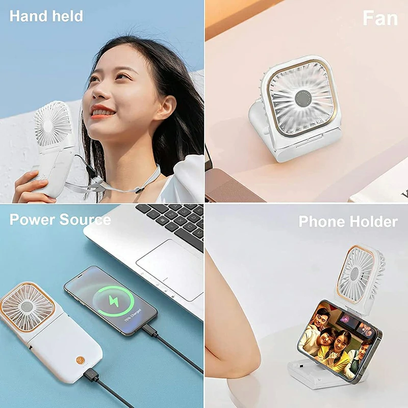 WOWTECHPROMOS: Portable Foldable Neckband Fan - Hands-Free & Rechargeable