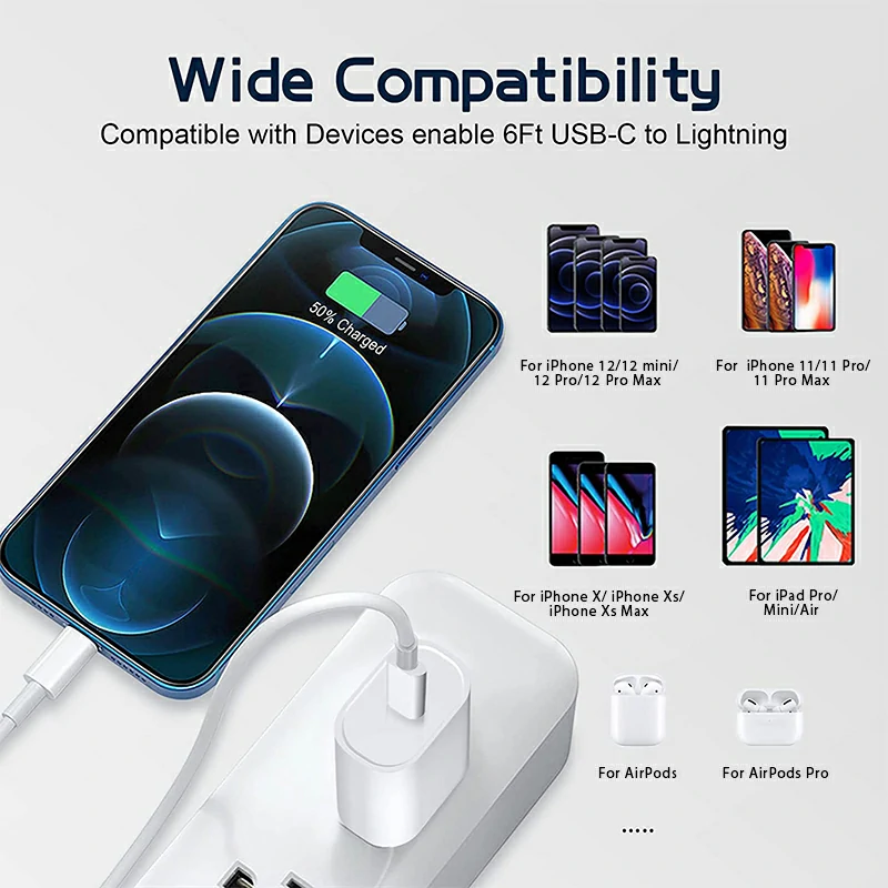 WOWTECHPROMOS: PD 20W Charger & Cable Set - Fast Charge, Apple MFi Certified