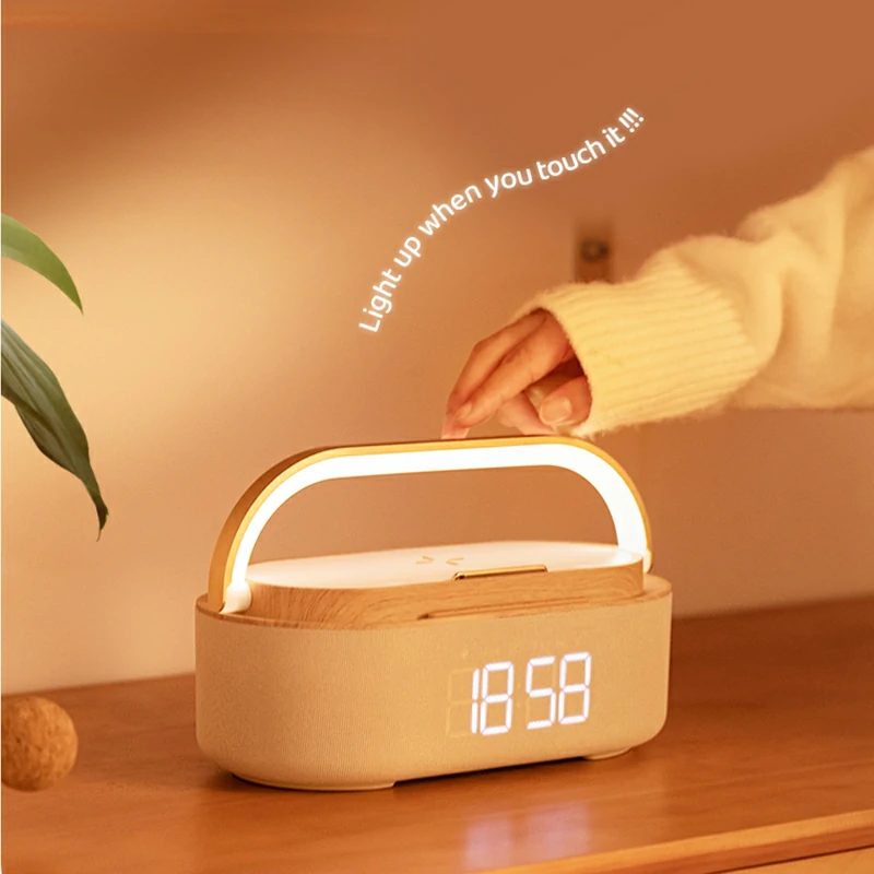 WOWTECHPROMOS 5-in-1 Digital Alarm Clock with 15W Wireless Charger