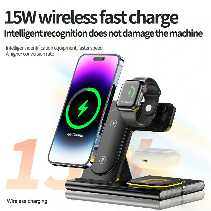 WOWTECHPROMOS: 3-in-1 Foldable Wireless Charging Station for Modern Gadgets