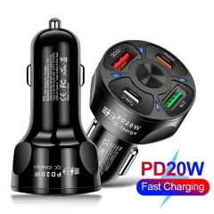 Premium 4-Port USB Car Charger with PD20W & QC3.0