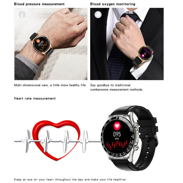 Smartwatch for Men - Business Sports Watch with Pedometer Heart Rate Monitor Wrist Blood Pressure Calorie Waterproof Fitness Tracker Rubber / Stainless Steel Watch for Android iOS