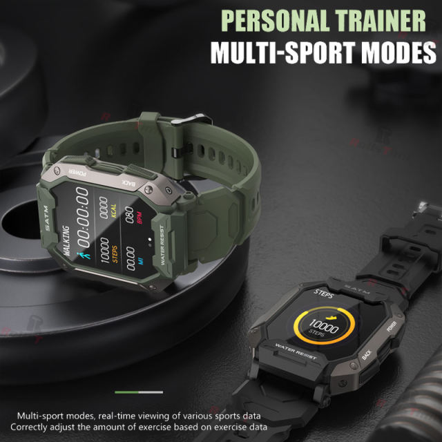 Rollstimi New Smart Watch Outdoor Sport Smart Watches Heart Rate Blood Pressure 5ATM Waterproof Bluetooth Smartwatch For Mens