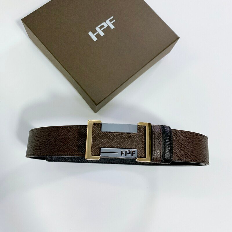 HPF Genuine cow leather belt, palm pattern, double head layer, cow leather plate buckle, men's belt, neutral copper belt