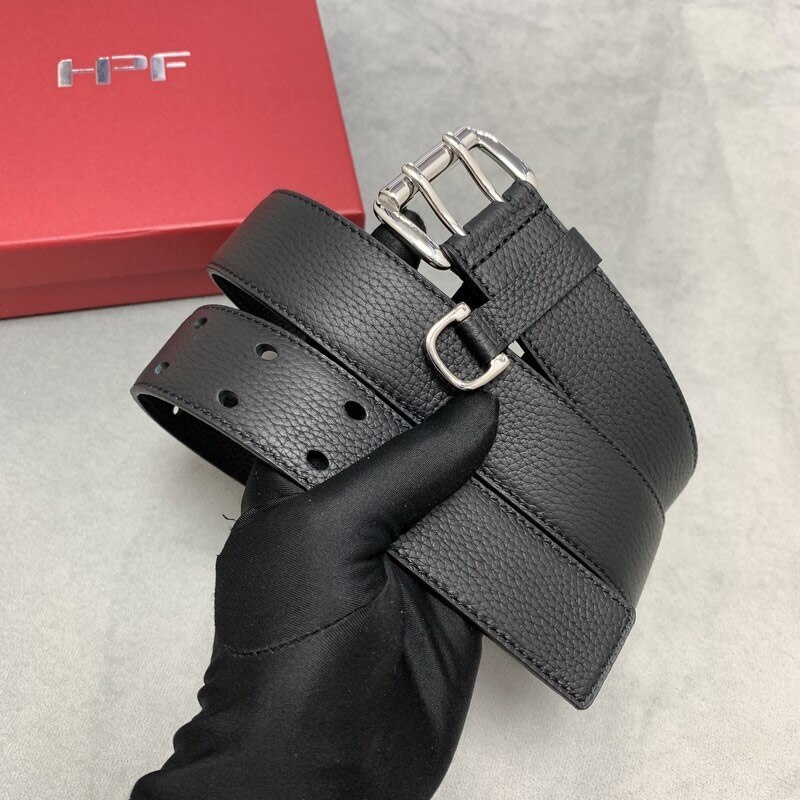 Cowhide double layer men's leather belt double needle personality cowhide belt needle buckle 3.5 fashion leather belt