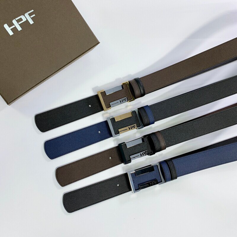 HPF Genuine cow leather belt, palm pattern, double head layer, cow leather plate buckle, men's belt, neutral copper belt