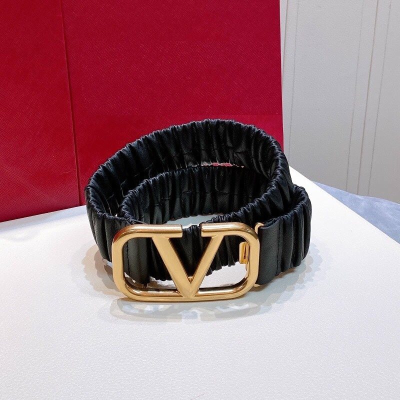 Garment waist elastic belt 4.0 Sheepskin elastic women's dress belt accessories big V buckle waist wrinkle belt