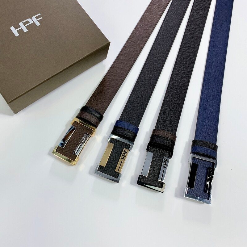 HPF Genuine cow leather belt, palm pattern, double head layer, cow leather plate buckle, men's belt, neutral copper belt