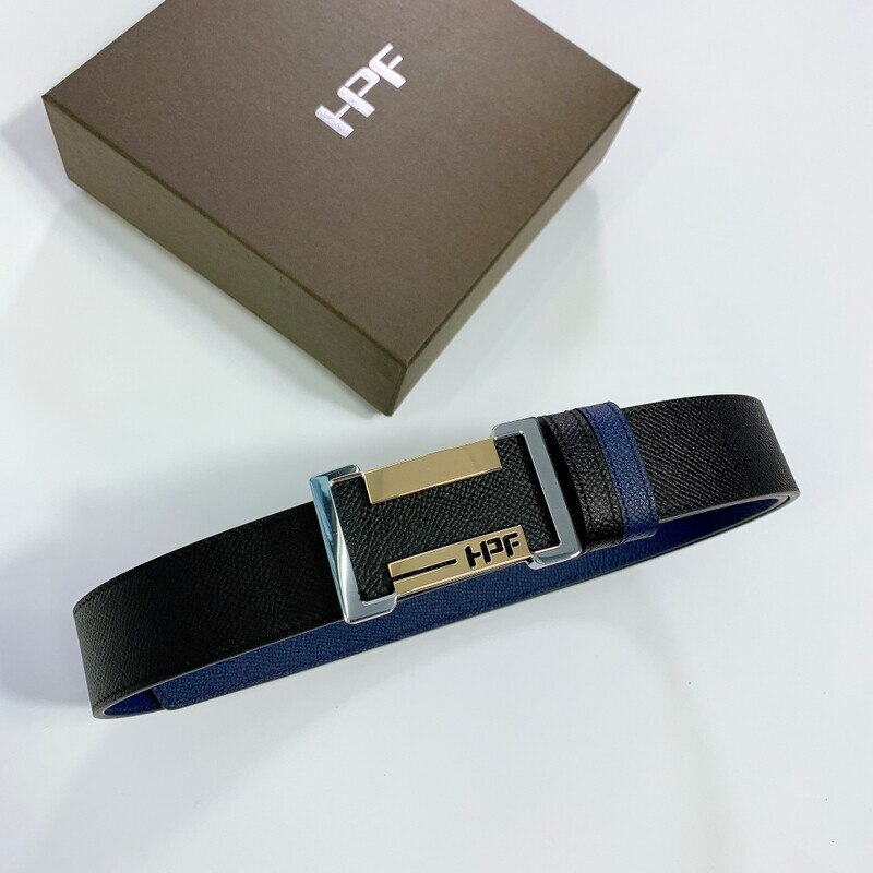 HPF Genuine cow leather belt, palm pattern, double head layer, cow leather plate buckle, men's belt, neutral copper belt