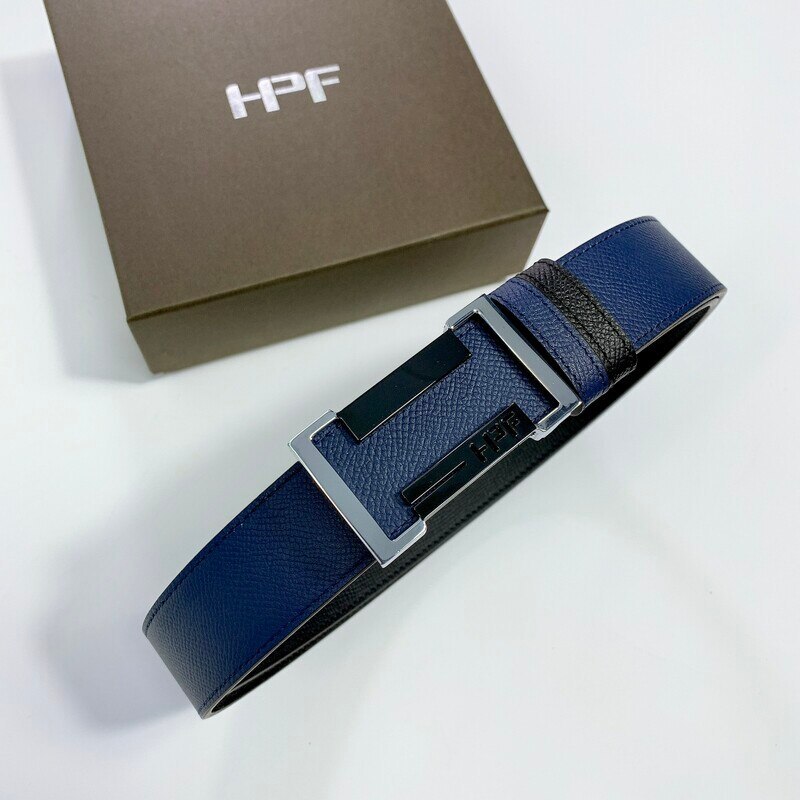 HPF Genuine cow leather belt, palm pattern, double head layer, cow leather plate buckle, men's belt, neutral copper belt