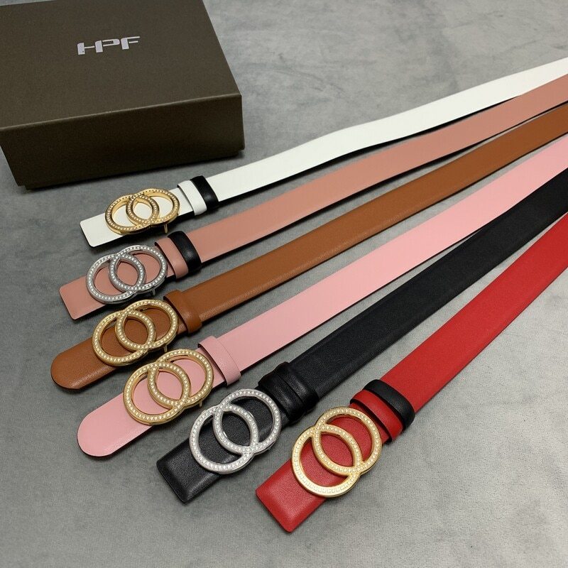 Plain cowhide women's belt 3.0 pair with diamond stainless steel plate buckle belt accessories leather women's belt