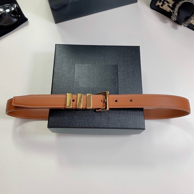 Needle buckle leather belt Fashionable copper material women's belt plain leather 2.5cm double layer leather women's belt