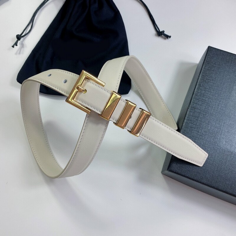 Needle buckle leather belt Fashionable copper material women's belt plain leather 2.5cm double layer leather women's belt