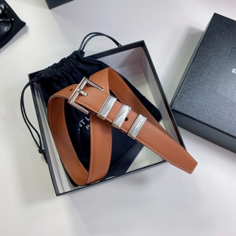 Needle buckle leather belt Fashionable copper material women's belt plain leather 2.5cm double layer leather women's belt