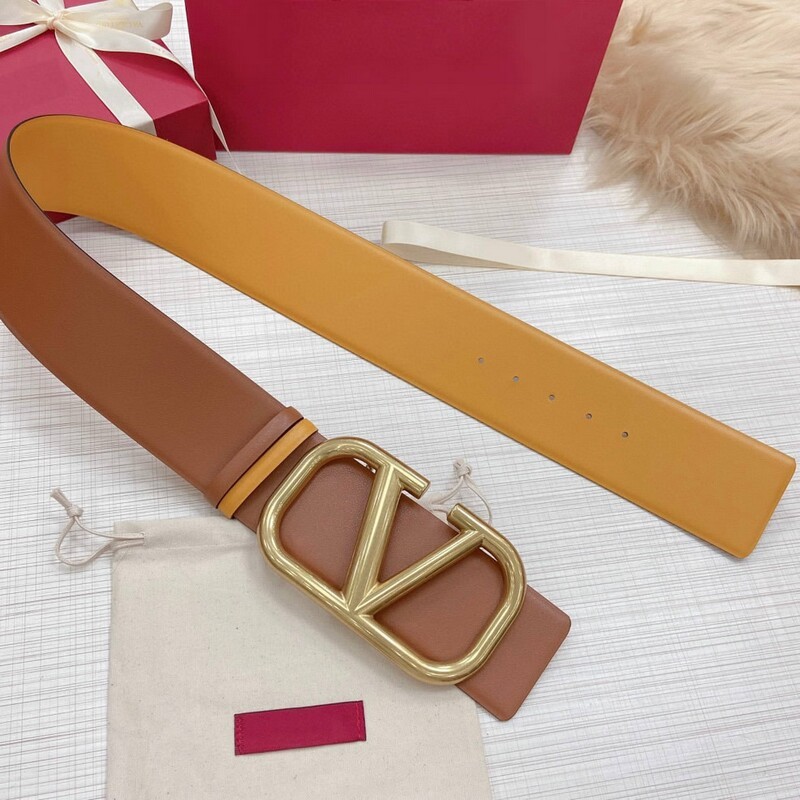 Color cowhide wide version waist seal 7.0 V dual-use leather belt super wide matching coat belt dress wide belt
